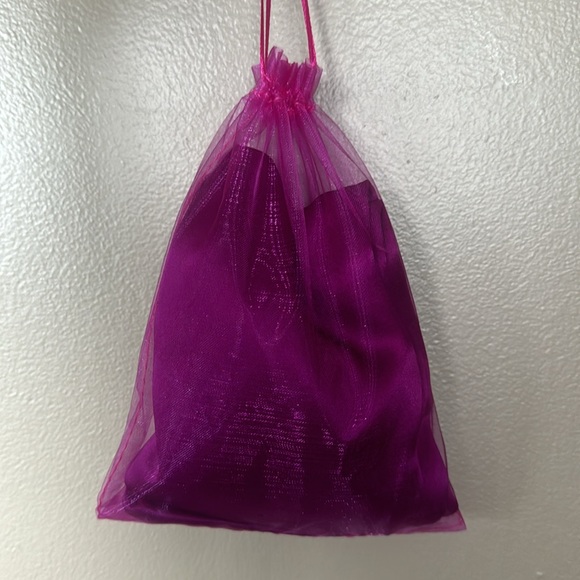 GUC Unbranded Silky Scarf Solid Pink Fuchsia Extra Long Shawl Wrap Sari Stained - Picture 4 of 4